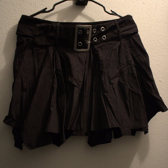Social Collision Black Godet Skirt W/ Belt - Picture 7 of 8